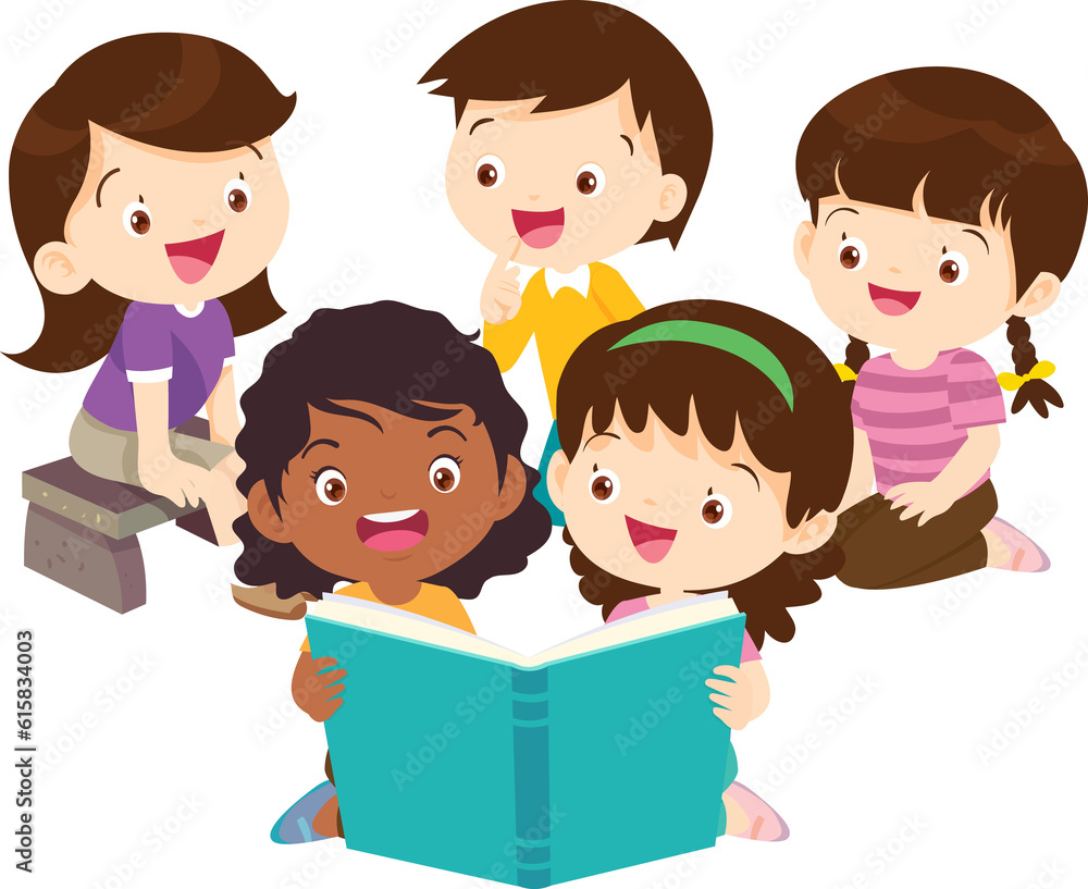 student reading book.Boy and girls learning or studying student reading book.Boy and girls learning or studying
