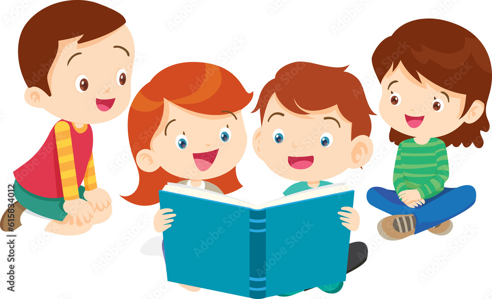 student reading book.Boy and girls learning or studying student reading book.Boy and girls learning or studying