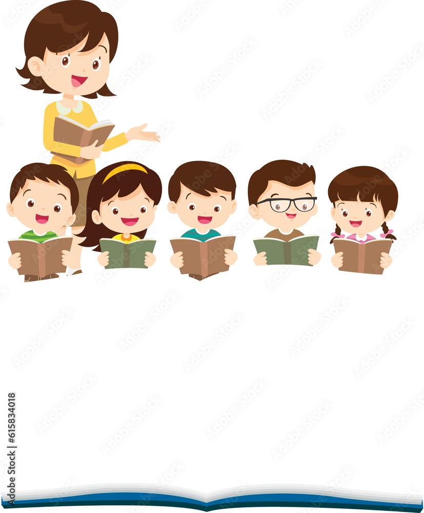 student reading book.Boy and girls learning or studying student reading book.Boy and girls learning or studying