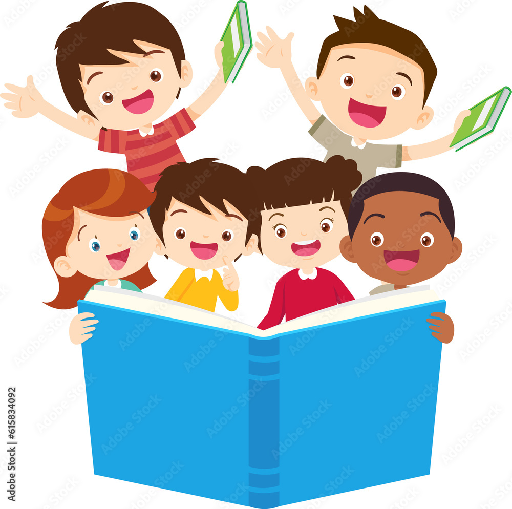 student reading book.Boy and girls learning or studying student reading book.Boy and girls learning or studying