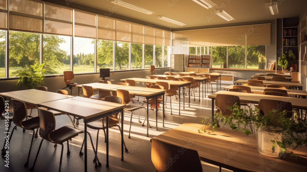 Empty modern classroom