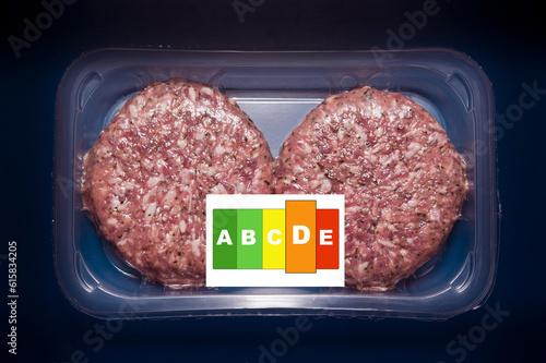  packaged hamburger and nutriscore label photo