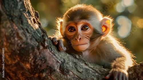 Cute monkey on the tree