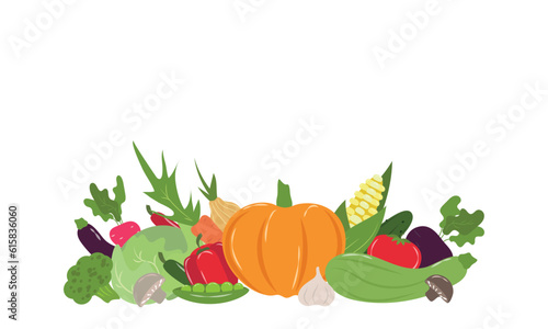 Illustration with fresh farm vegetables
