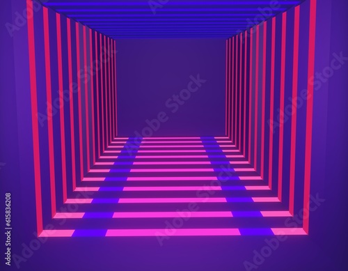 abstract background with curtains backdrop neon light  background wallpaper technology full color 3D illustration  tech laser.