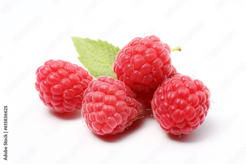 Raspberries on white background. Fresh Raspberry fruit. Ai generative. Raspberries on white background. Fresh Raspberry fruit. Ai generative.