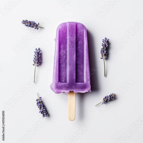 Lavender purple popsicle ice cream isolated on white background, generative AI
