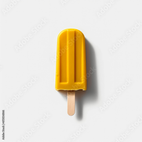 Lemon yellow popsicle ice cream isolated on white background, generative AI