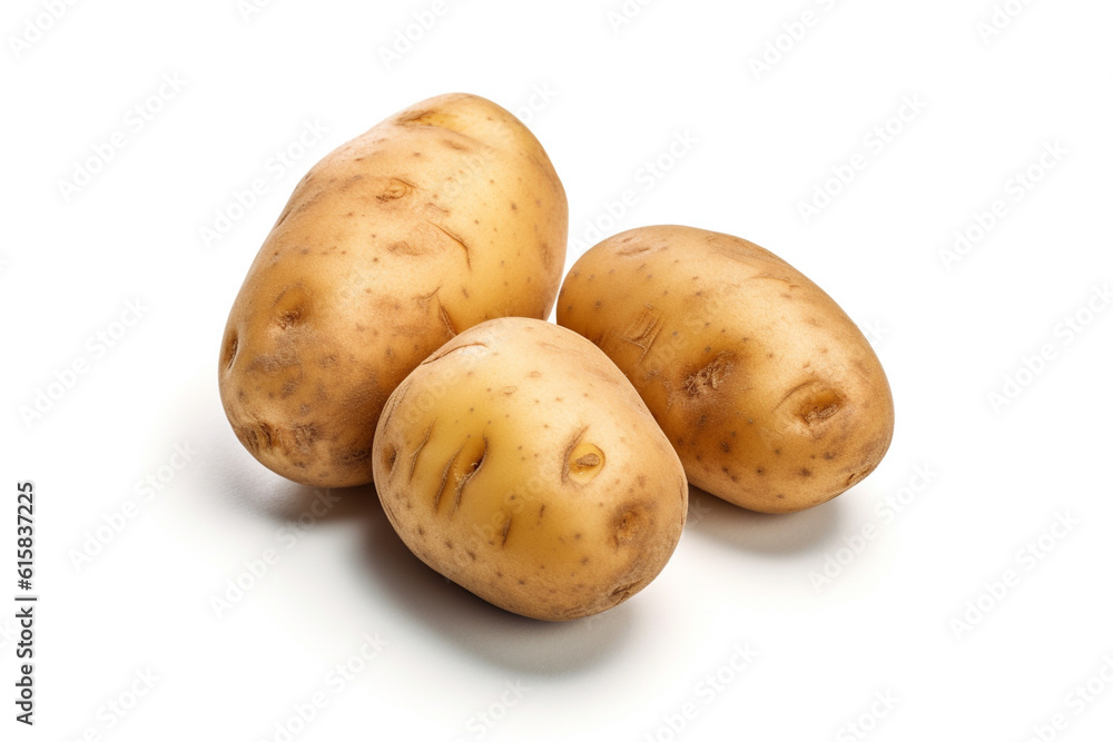Potato on a white background. Ai generative. Potato on a white background. Ai generative.