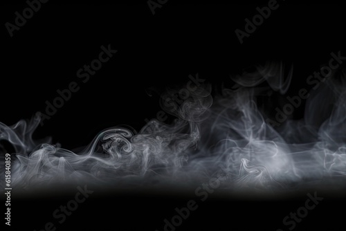 Abstract smoke art. Isolated mist on black background Generative AI illustrations