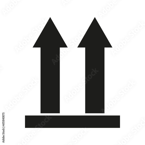 This side up icon. Cargo handled so these arrows always point up. Two arrows indicating top side of packaging. Vector illustration. stock image.