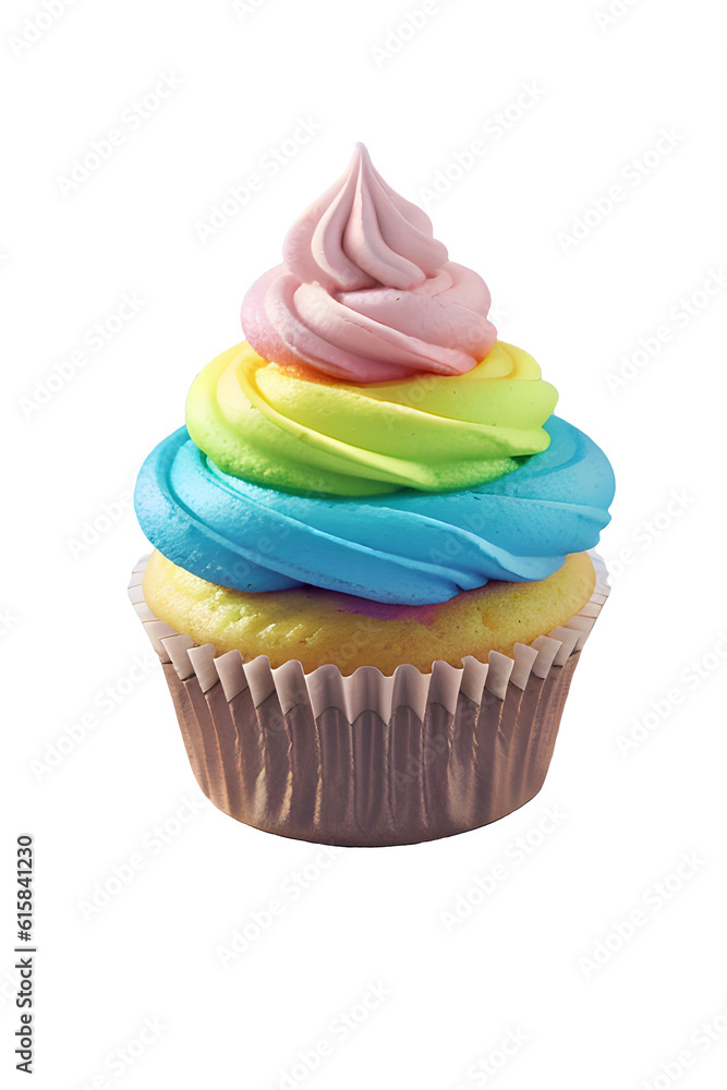 rainbow cupcake isolated on white background rainbow cupcake isolated on white background
