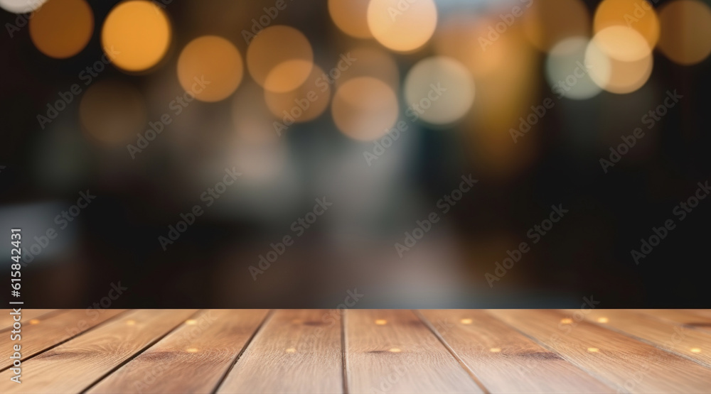 table with bokeh background