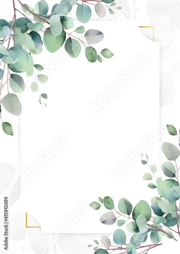 Watercolor floral flower frame with empty space for text
