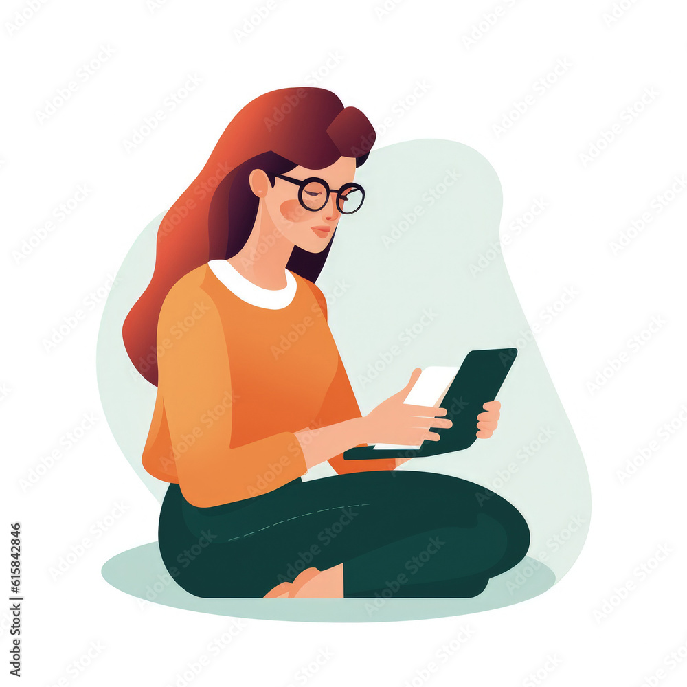 Resting young woman chatting on laptop. Resting young woman chatting on laptop.