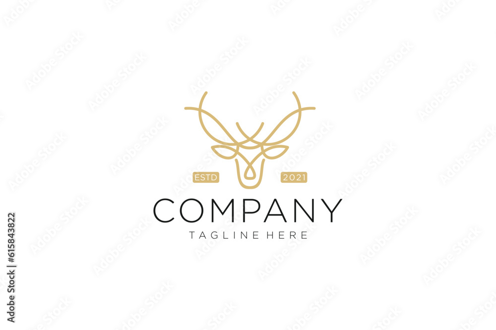 Minimalist deer head logo with line style Minimalist deer head logo with line style