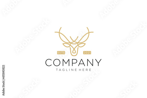 Minimalist deer head logo with line style