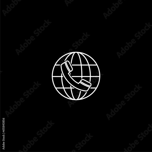 Wallpaper Mural Telephone icon illustration with earth isolated on black background  Torontodigital.ca