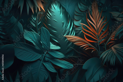 Abstract jungle leaves background  generative AI