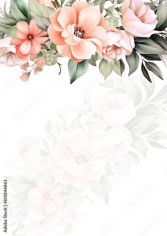 colorful coloutful floral flower vector elegant leaves wedding invitation card template watercolor