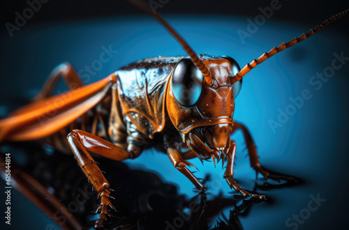 Macro view of a grasshopper, generative AI