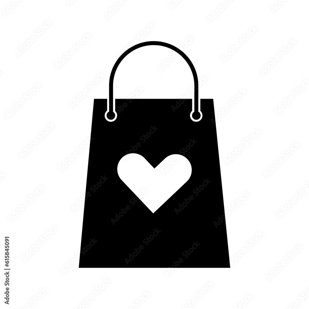 Shopping bag with heart line icon. Vector illustration. stock image. Shopping bag with heart line icon. Vector illustration. stock image.