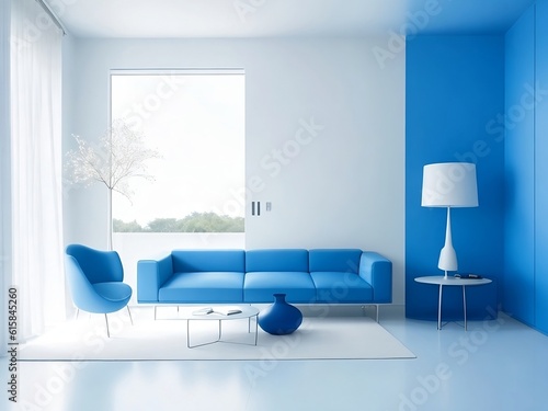 Minimalist Blue Interior - artificial intelligence © DOS