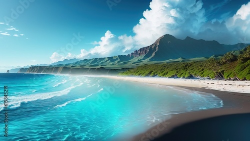Beautiful panoramic seascape. 3D Rendering