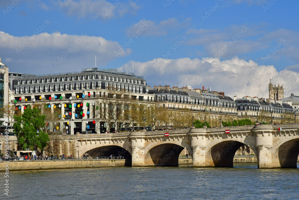Paris; France - april 27 2023 : Bateaux Mouche, tourist boat river