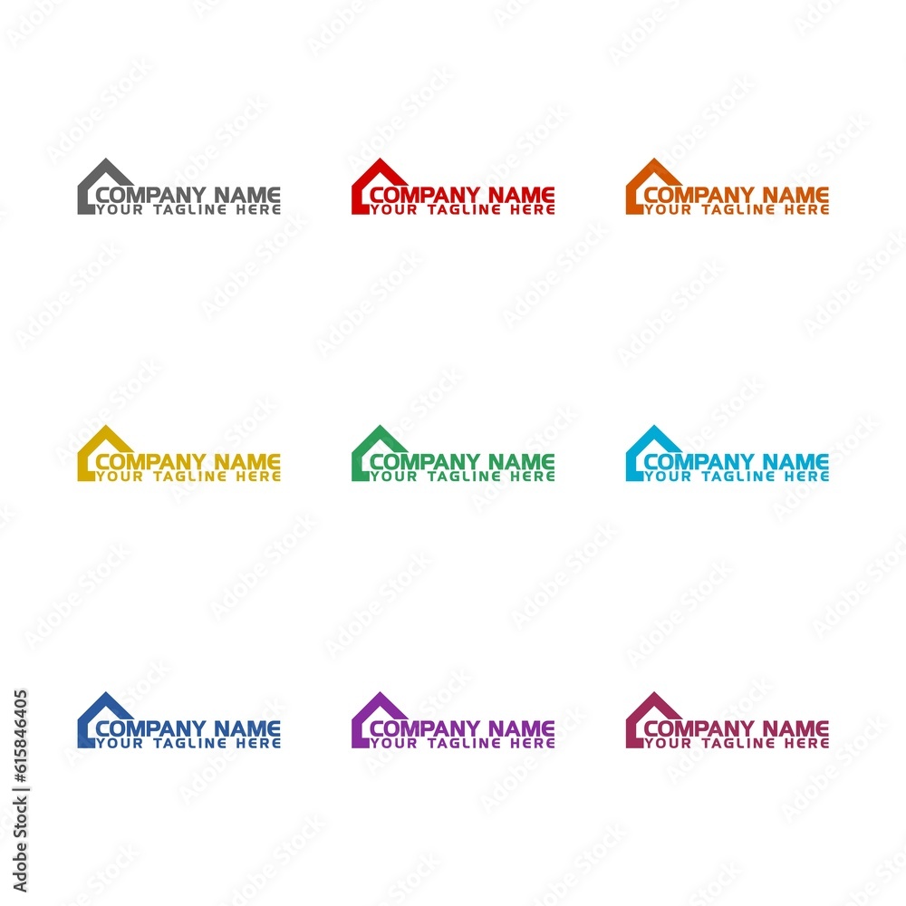 Real estate company logo template icon isolated on white background. Set icons colorful Real estate company logo template icon isolated on white background. Set icons colorful