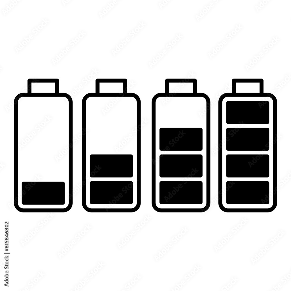 Battery charge indicator icons. Vector illustration. stock image. Battery charge indicator icons. Vector illustration. stock image.