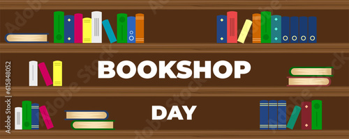 ​Bookshop Day on 07 October Banner Background. Horizontal Banner Template Design. Vector Illustration