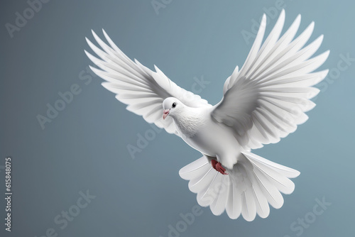 flying white dove - wedding bird symbol with white wings, generative AI