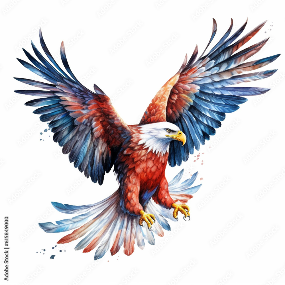Patriotic American Eagle Illustration Vibrant Flag Mascot Design Patriotic American Eagle Illustration Vibrant Flag Mascot Design