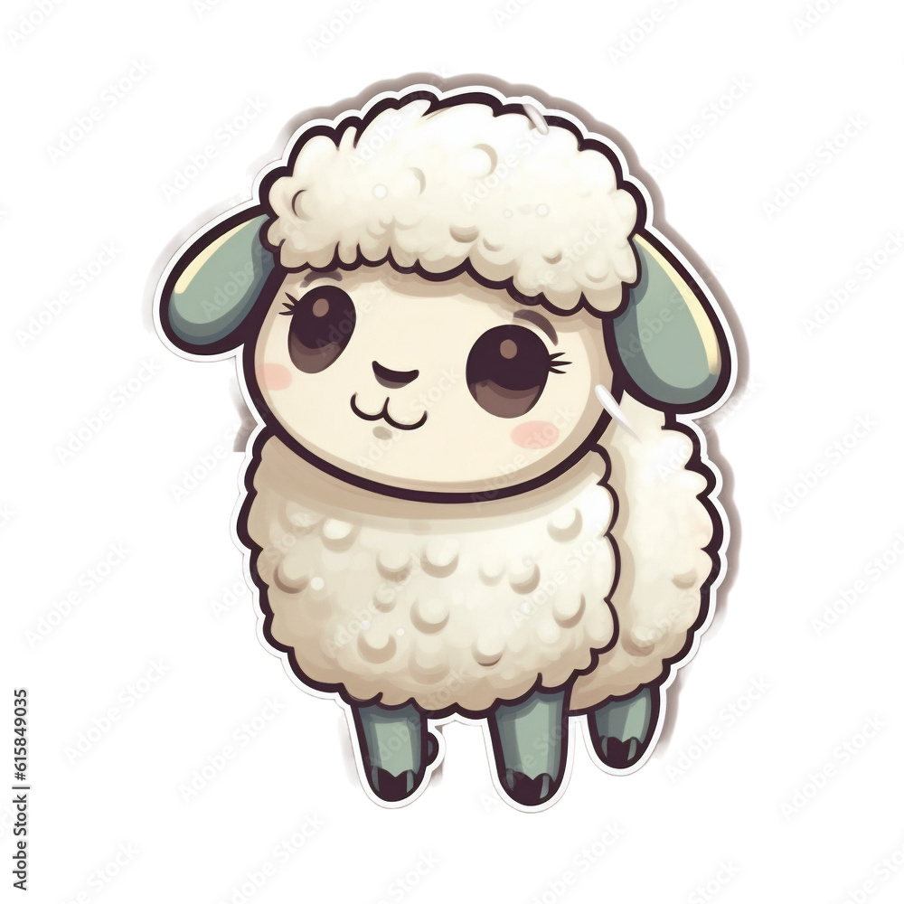sheep character sticker, Generative AI sheep character sticker, Generative AI