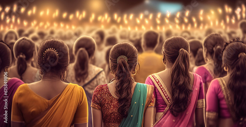 Vibrant Diwali Celebrations with Traditional Music and Dancing Crowds. Generative AI