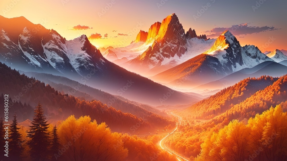 Obraz premium Sunset in the mountains. Beautiful summer landscape. 