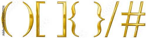 3d font letter gold (), [], {}, /, # photo