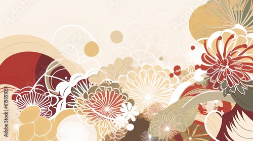 organic asian japanese line wave pattern oriental pattern traditional copy space with white background