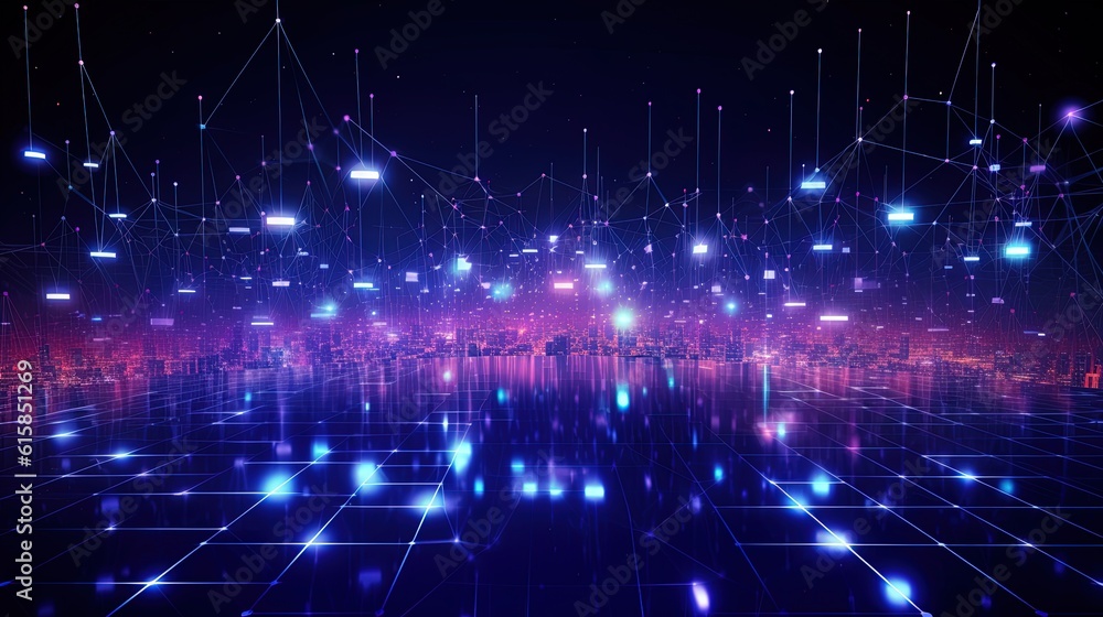 Fototapeta premium Technology background Abstract digital Technology Network Background Illustration Futuristic point wave.