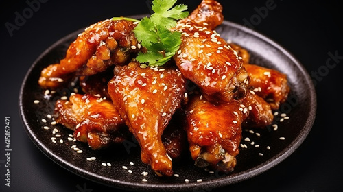 Delicious chicken wings with special marinade and sesame, Generative AI