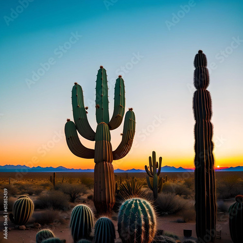 cactus in the desert at twilight