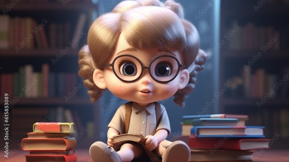 3d render happy kids for back to school, cartoon illustrations generative ai 3d render happy kids for back to school, cartoon illustrations generative ai
