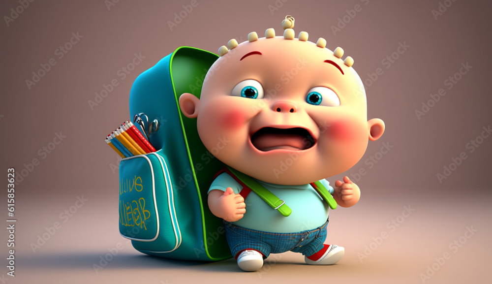3d render happy kids for back to school, cartoon illustrations generative ai 3d render happy kids for back to school, cartoon illustrations generative ai