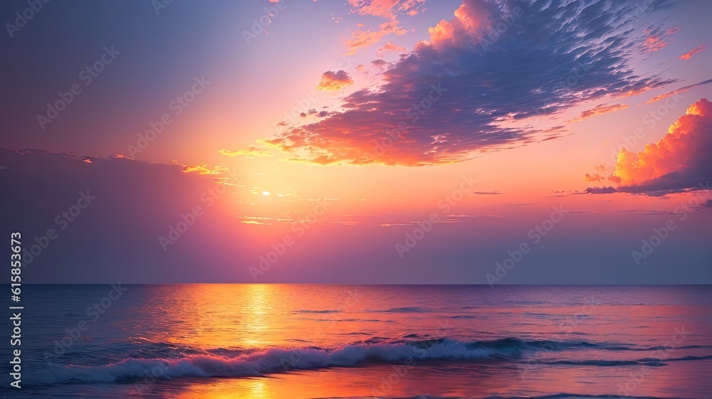 Beautiful sunset over the sea. Sunset over the sea. Beautiful sunset over the ocean.