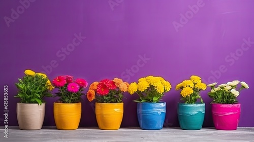 colorful Flowerpot with copyspace for text background