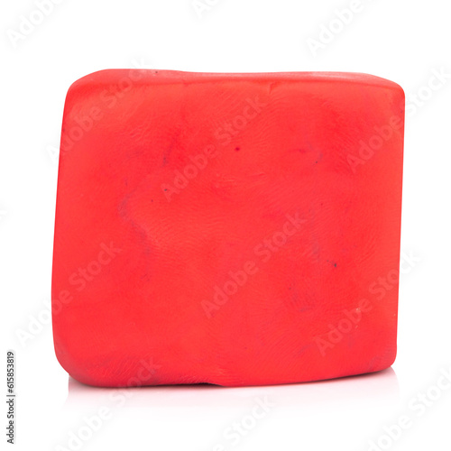 plasticine red square isolated on white background single one