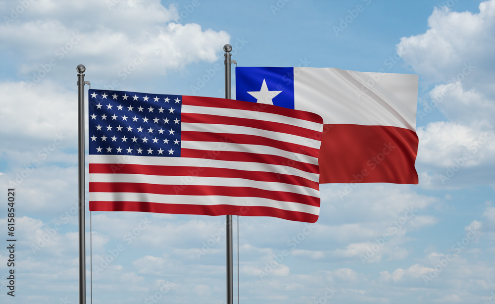 Chile and USA flag