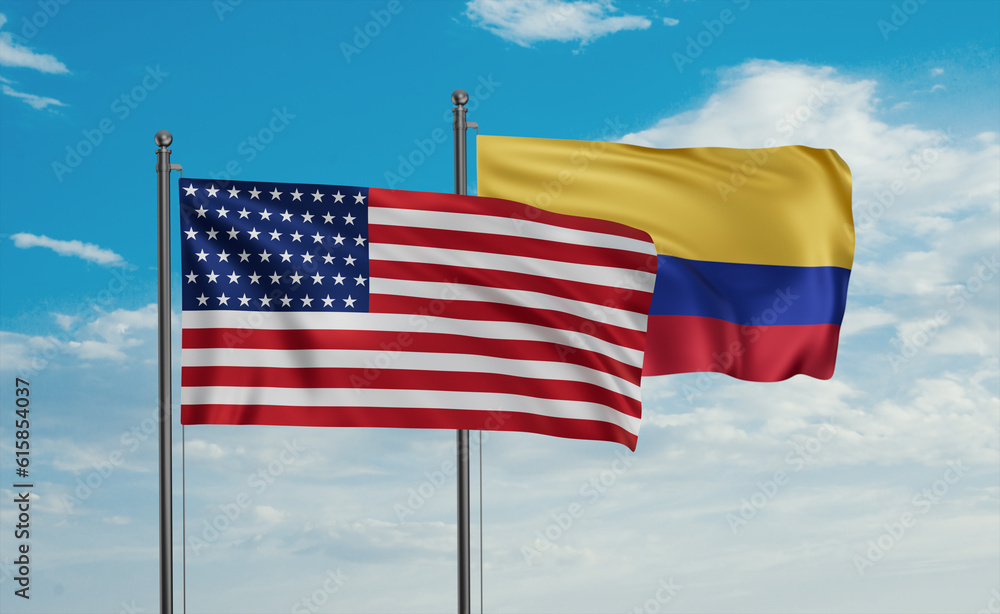 Colombia and USA flag