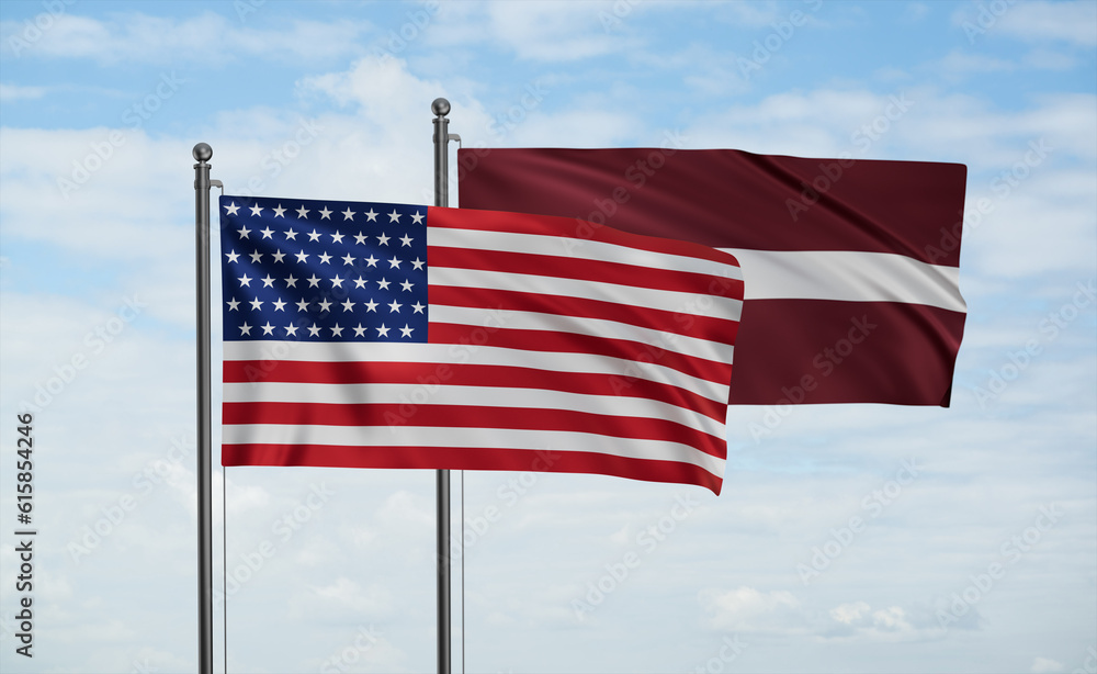 Latvia and USA flag